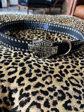Vintage HARLEY DAVIDSON Buckle Belt Leather Studded Motorcycle SZ 32